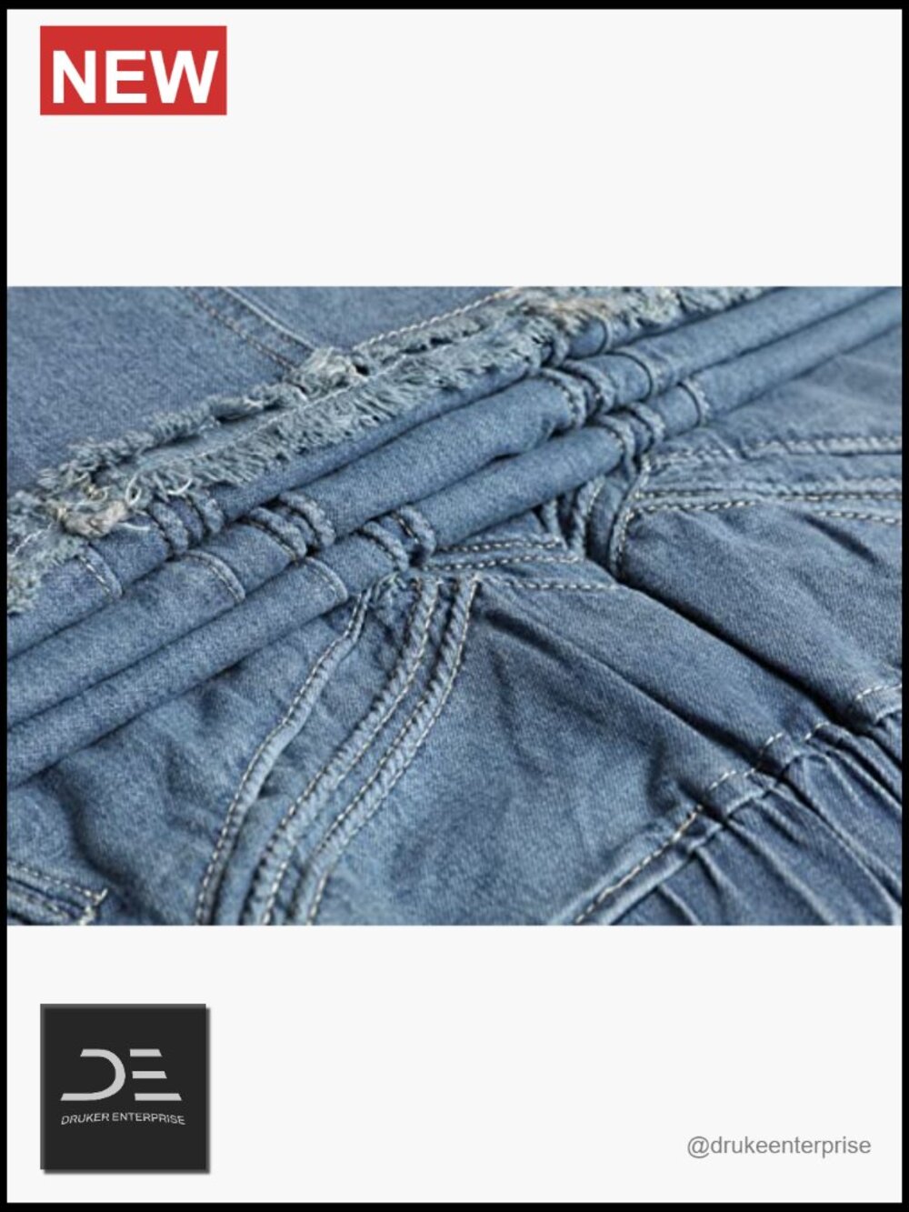 Retro Elastic High Waist Frayed A-Line Maxi Denim Skirt with Pockets - Picture 4 of 6